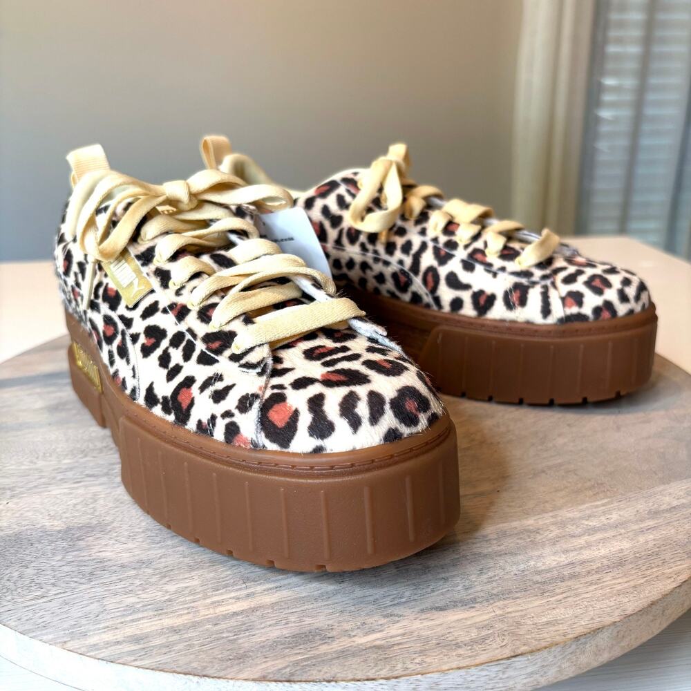 Puma Mayze Leopard Platform Sneakers Women’s Size 8.5 Faux Fur Chunky Shoes